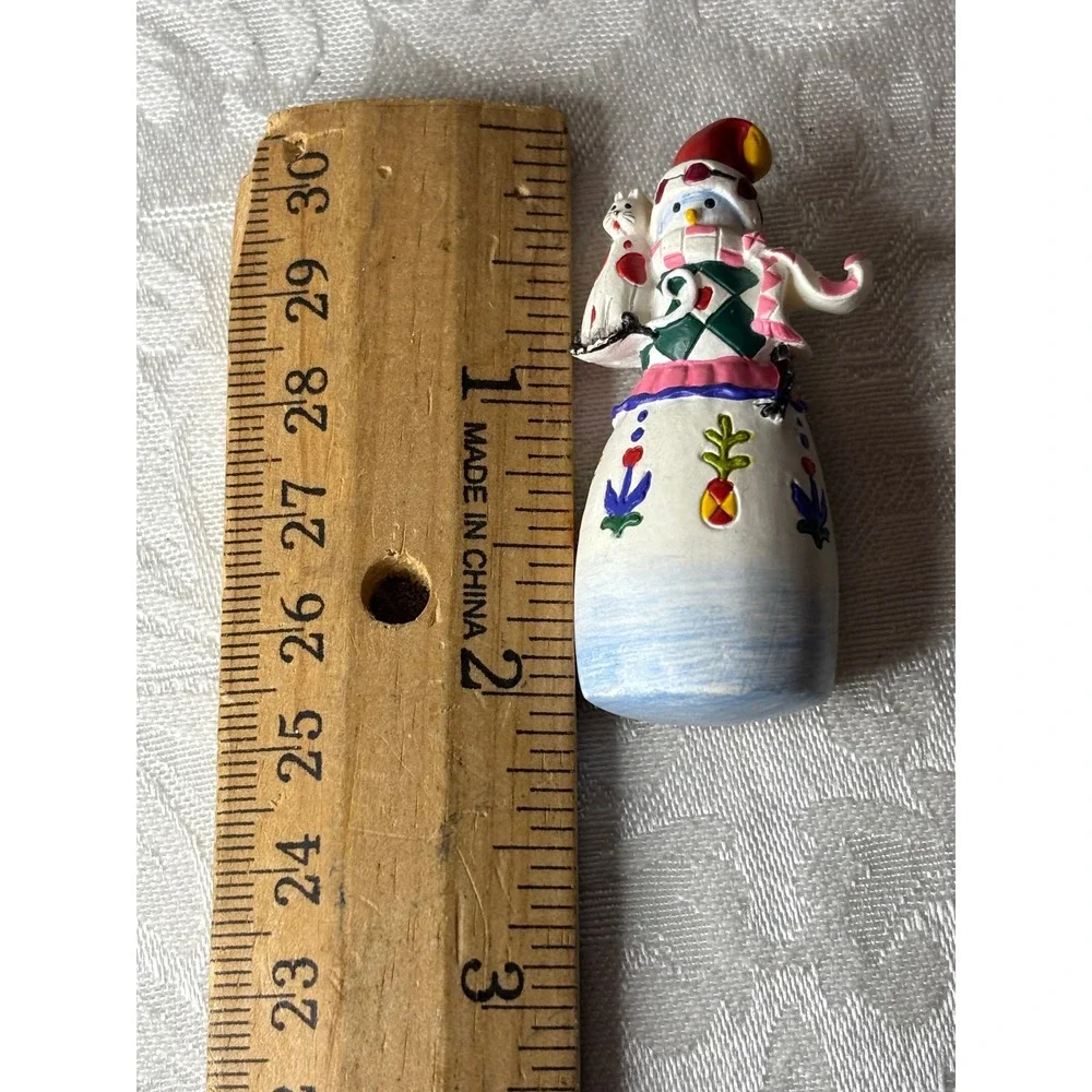 Jim Shore Heartwood Creek Winter's Friend Snowman Cat Pin Brooch 2003 112244 VTg